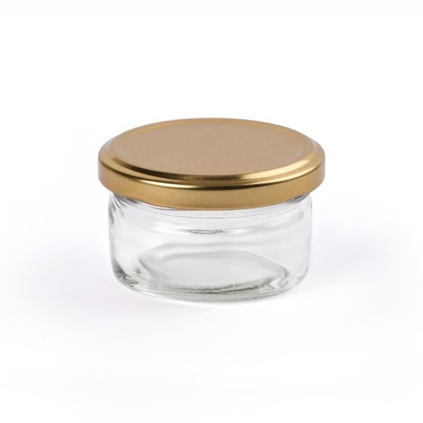 24 Empty Glass Caviar Jars With Lids, 2 oz