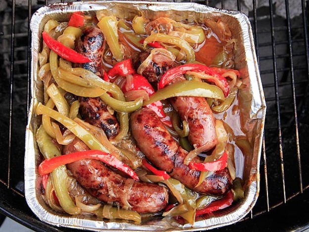 Grilled Gourmet Sausages with Vegetables