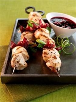 Grilled Chicken & Hibiscus Skewers with Sassy Ginger