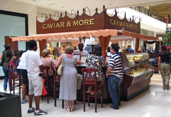 Caviar & More kiosk at Aventura Mall in Miami, FL