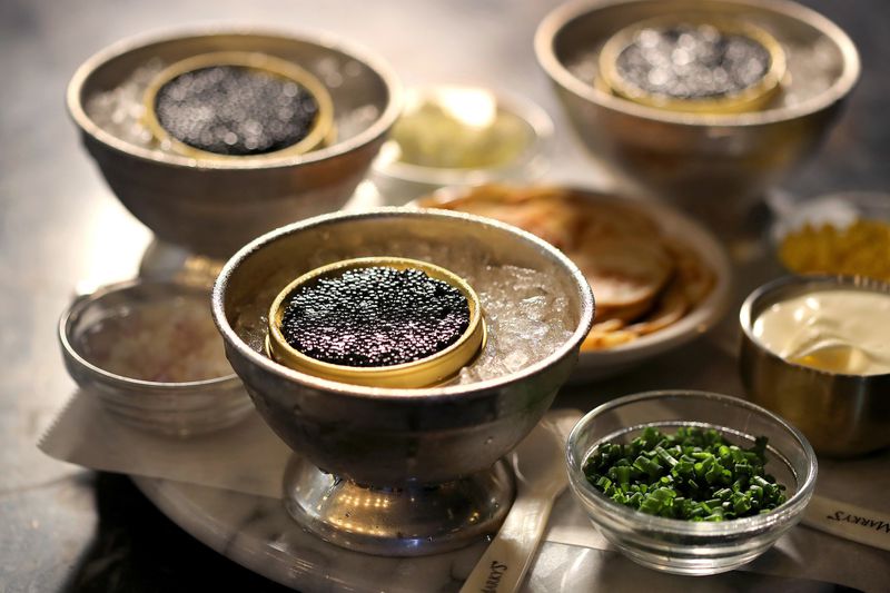 A traditional caviar service at Marky's Caviar Lounge at the Hard Rock.