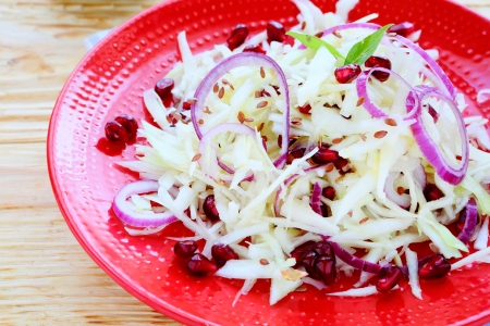 appetizing coleslaw with pomegranate