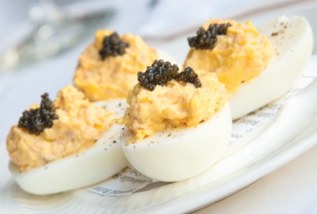 Smoked Salmon Stuffed Eggs with Caviar
